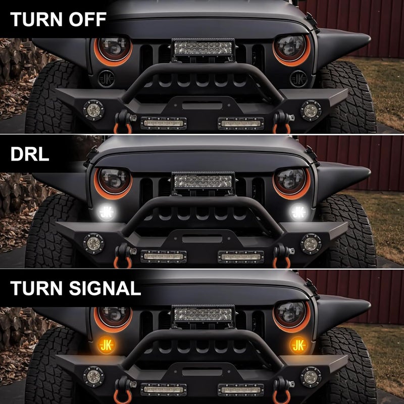 Aexploer LED Turn Signal Lights Compatible with Wrangler JK JKU 2007-2018,Turn Signal&Parking Lights,2024 NEW,Favorite of Off-Road Enthusiasts for JK,White&Yellow Light (Clear Lens) - Image 3